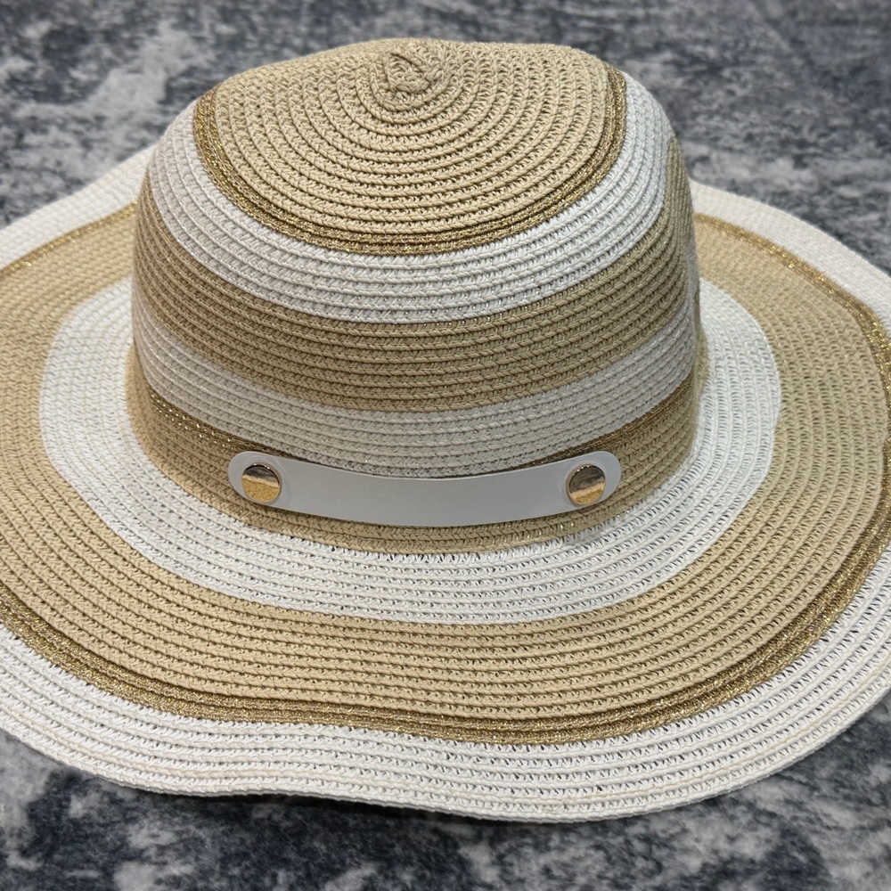 NEW Mud Pie Adjustable Wide Brim Woven Sun Hat - Picture 2 of 5